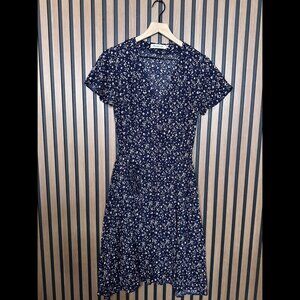 Sunny Girl Wrap Dress Medium Womens Blue Floral Flowy Boho